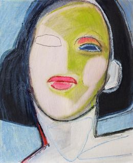 Gemälde, Abstract face - Série Portrait de femme stylisé, Alexandra Suliko Matyas