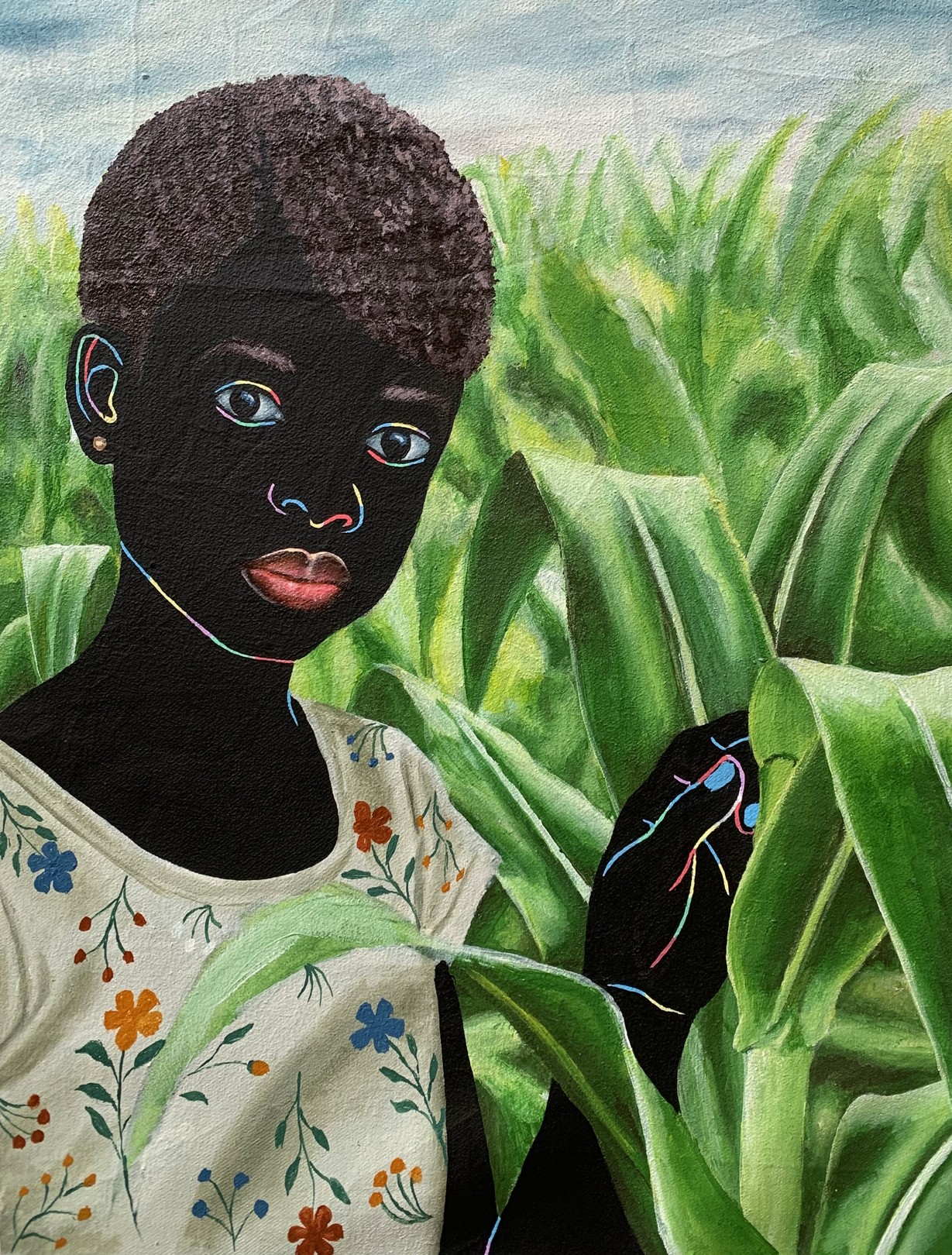Esther Oyeyemi, Beneath The Sky, Among The Stalks 2 - 21st Century, Contemporary Figurative, Farm Esther Oyeyemi, Beneath The Sky, Among The Stalks 2 - 21st Century, Contemporary Figurative, Farm