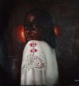 Gemälde, At First Sight - 21st Century, Romanticism, Figurative, Portrait, Women, Africa, Rogers Akamike Akachukwubuikem