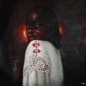 Gemälde, At First Sight - 21st Century, Romanticism, Figurative, Portrait, Women, Africa, Rogers Akamike Akachukwubuikem
