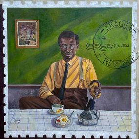 Painting, A Gentleman's Morning - 21st Century, Contemporary, Figurative Portrait, Africa, Morakinyo Femi