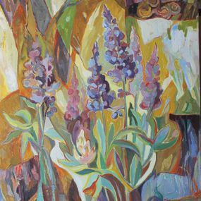 Peinture, Lupine Blooms. Series Vibrations of the Earth, Mariia Voronchak