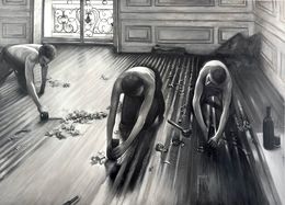 Painting, Les raboteurs de parquet d'après Caillebotte, Clément Verdière