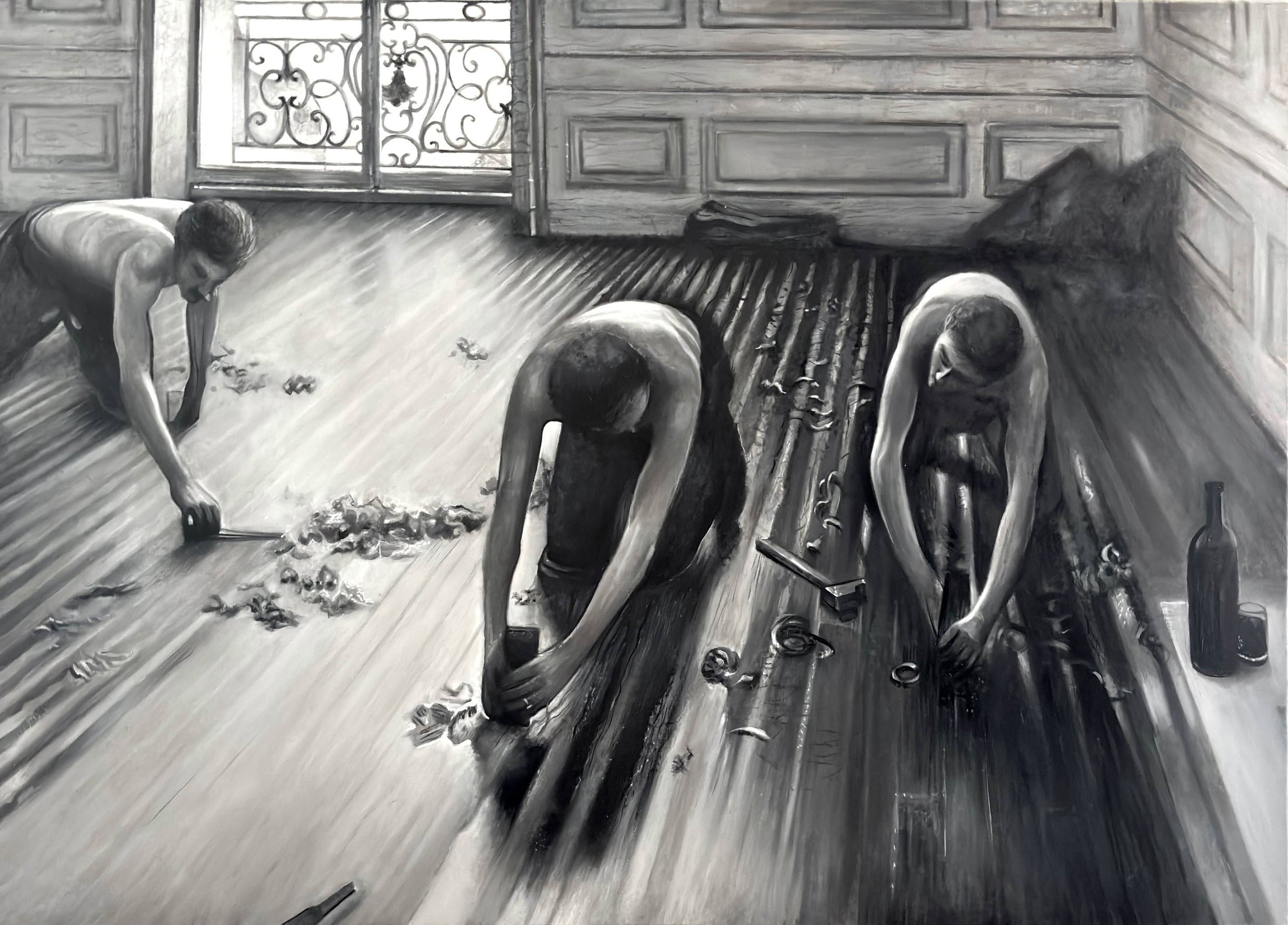 Clément Verdière, Les raboteurs de parquet d'après Caillebotte Clément Verdière, Les raboteurs de parquet d'après Caillebotte
