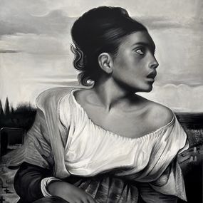 Painting, "Orphan girl at the cemetery" d'après Delacroix, Clément Verdière