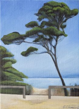 Gemälde, Porquerolles, mini 2 - Paysage côtier, Emese Chauvel