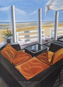 Gemälde, Réflections n°10 - Paysage scène de vie balnéaire, Emese Chauvel