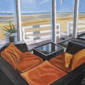 Gemälde, Réflections n°10 - Paysage scène de vie balnéaire, Emese Chauvel