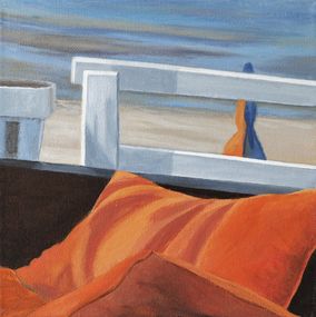 Peinture, Réflections Triptyque III - Zoom scène de vie balnéaire, Emese Chauvel