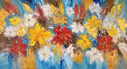 Pittura, Happy Flowers Gold L 1, Peter Nottrott