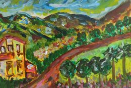 Painting, The blue above Provence, Natalya Mougenot