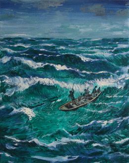 Pintura, Rowing out at sea, Peter de Boer