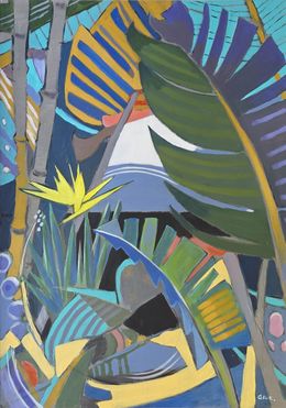Pintura, Tropiques, oiseau jaune, Bernard Marie Collet