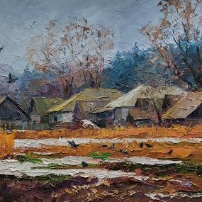 Painting, The First Snow Fell in the Village, Boris Serdyuk