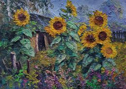 Pintura, Sunflowers in the Garden, Boris Serdyuk