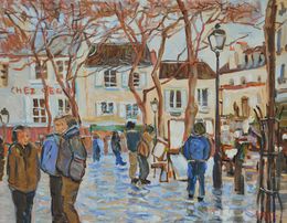Peinture, Place du Tertre en hiver - Paris, Patrick Marie