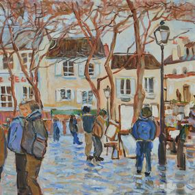Pintura, Place du Tertre en hiver - Paris, Patrick Marie