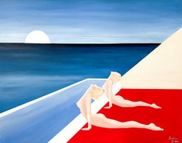 Peinture, Nude Sunrise Yoga in Santorini, Kristina Mallen