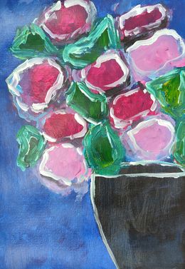 Gemälde, Roses in deep blue, Natalya Mougenot