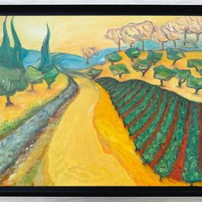 Painting, Contemporary Provençal Landscape. 'Randonneur'., Bernadette Van Baarsen