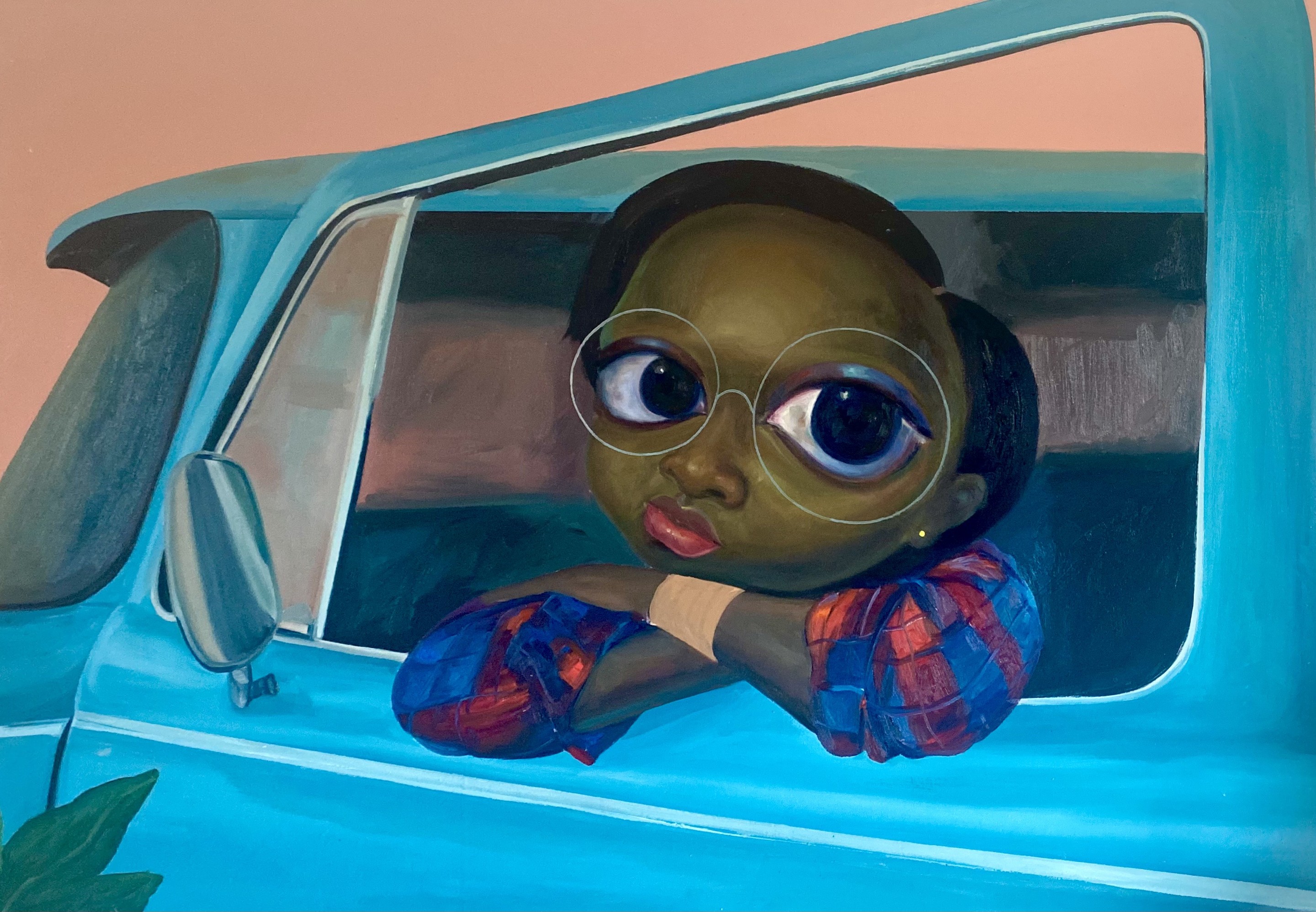 Mayowa Esan, Motunde - 21st Century, Contemporary, Figurative Portrait, Women, Modern Vehicle Mayowa Esan, Motunde - 21st Century, Contemporary, Figurative Portrait, Women, Modern Vehicle