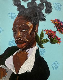 Gemälde, Violin Tempo -21st Century, Contemporary, Figurative, Neo-Expressionism, Floral, Omoayo George Osoba