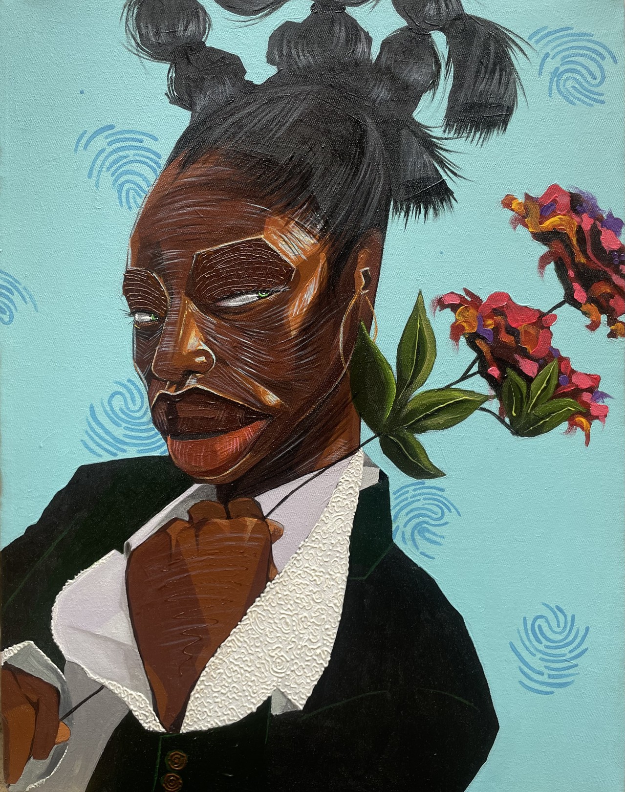 Omoayo George Osoba, Violin Tempo -21st Century, Contemporary, Figurative, Neo-Expressionism, Floral Omoayo George Osoba, Violin Tempo -21st Century, Contemporary, Figurative, Neo-Expressionism, Floral