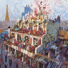 Gemälde, Fleurs sur le rooftop, Rudyard Heaton