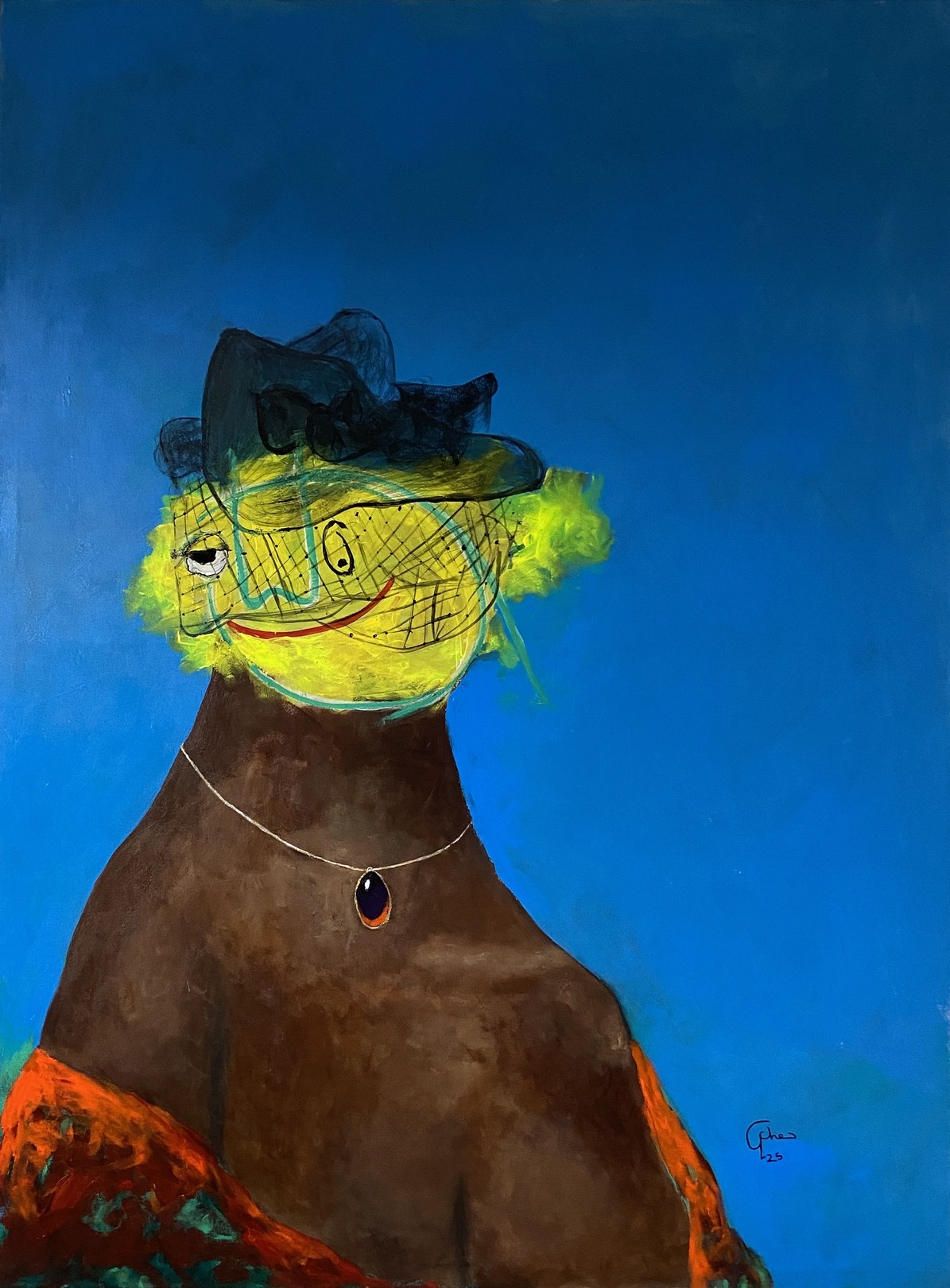 Wisdom Uche, Black Fascinator - 21st Century, Contemporary, Figurative, Neo-Expressionism Wisdom Uche, Black Fascinator - 21st Century, Contemporary, Figurative, Neo-Expressionism
