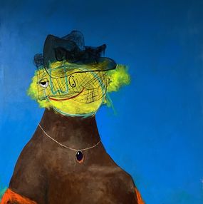 Pintura, Black Fascinator - 21st Century, Contemporary, Figurative, Neo-Expressionism, Wisdom Uche