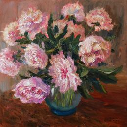 Painting, Delicate Peonies, Nikolay Dmitriev