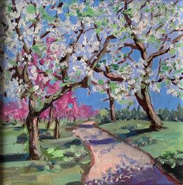 Pittura, Landscape. Cherry garden. Cherry blossom, Schagen Vita