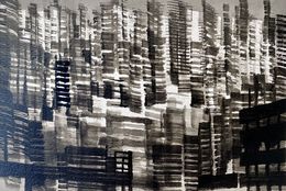 Fine Art Drawings, Abstract Cityscape A4-06, Frank De Blok