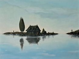 Peinture, The house on the lake, Mary Noga