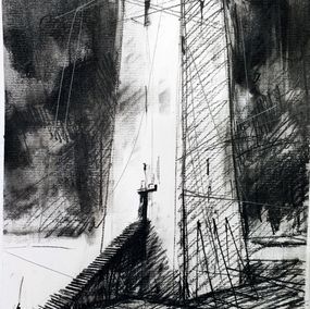 Dibujo, Torres, hombres y cielos, Gustavo Díaz Sosa
