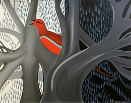 Gemälde, Bird in Red, Saba Dolikashvili