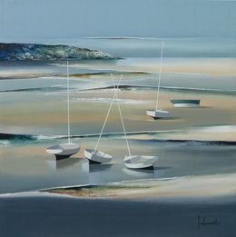Painting, Les barques blanches, Pierre Joubert