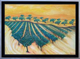 Pintura, Range de Rolle - Green & Yellow Provençal Landscape, Bernadette Van Baarsen
