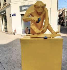 Escultura, Singe cassant un caillou, Stéphane Munoz