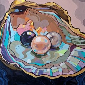 Painting, Treasures Within – Oyster & Pearls, Natalie Borisenko