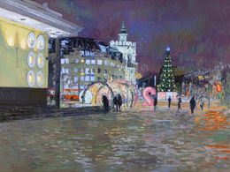 Peinture, New Year. Turgenevskaya square, Simon Kozhin