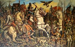 Gemälde, Alexander the First – Battle of Austerlitz (Triptych – Left Side), Daniil Litvinov