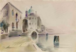 Fine Art Drawings, View of Burano and the Giudecca in Venice, Carlo Ravagnan