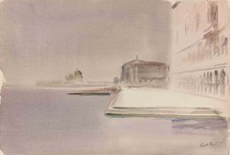 Fine Art Drawings, View of Riva Schiavoni in Venice, Carlo Ravagnan