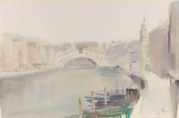 Fine Art Drawings, View of Venice (Rialto Bridge), Carlo Ravagnan