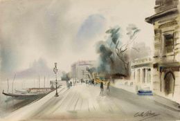 Fine Art Drawings, View of Riva Schiavoni, Venice, Carlo Ravagnan