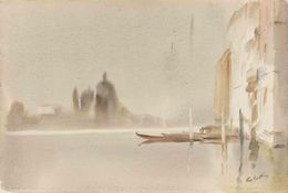 Fine Art Drawings, View of the Salute Ferry, Venice, Carlo Ravagnan