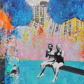 Gemälde, Psychedelic tea time at the swimming pool, Jean-Philippe Berger