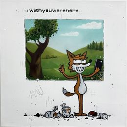 Gemälde, #wishyouwerehere.. (white), Mau Mau