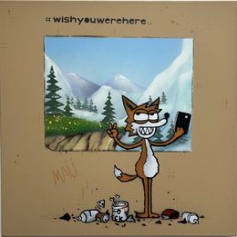Gemälde, #wishyouwerehere.. (beige), Mau Mau